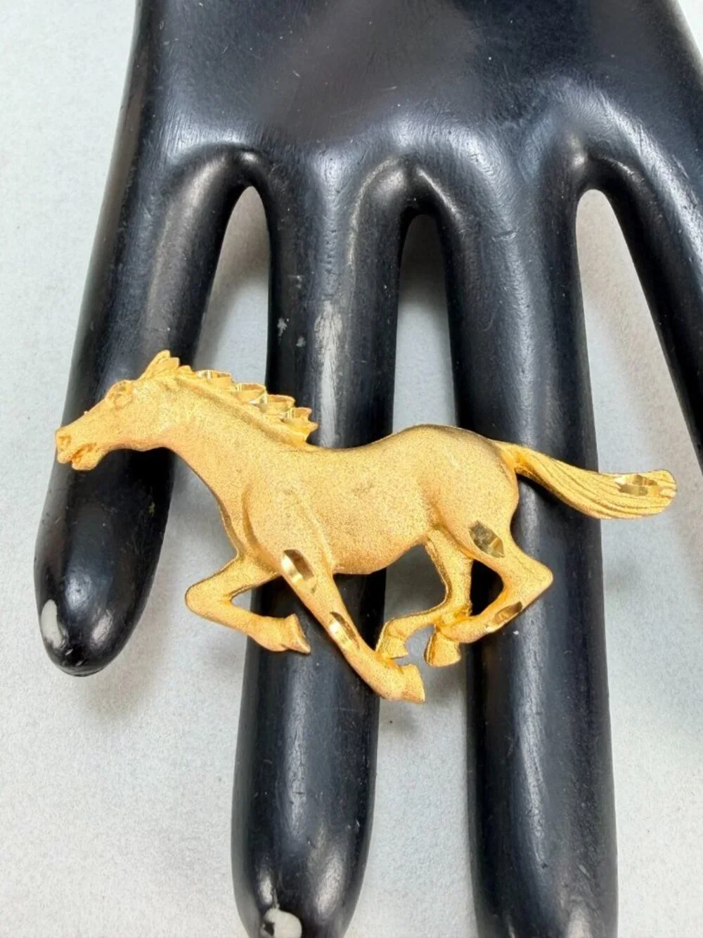 Vintage Gold Tone Running Horse Brooch Stallion Equestrian Figural Pin Unsigned